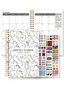 1本极简主义2026-2027年月计划笔记本，A5尺寸，附赠3张贴纸，24个月周/日计划，月视图，大面积书写和笔记区域，学生计划本，从2026年1月开始，学习用品，办公桌配件，2026年新年礼物 - 紫色 - 查看 14