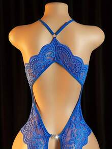 Sexy Lingerie, Open Crotch, Hollowed Out Jumpsuit, Women's Jumpsuit, And Sexy Bodysuit - Royal Blue - View 5