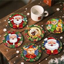 1 Set / 4 Stücke / 6 Stücke Weihnachts-Themen Muster Diatomeen-Ton Untersetzer, geeignet für Heimdekoration, Cafés, Nachmittagstee, Restaurantdekoration, Themenfeiern, tägliche Dekoration und auch als Weihnachtsgeschenke geeignet