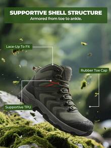 Men's Hiking Boots Waterproof Lightweight PRO Non-Slip Trail Grip Arch Support Trekking Camping Ankle Outdoor Boots - Army Green - View 8