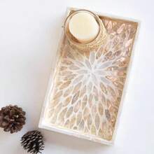 1pc INS - Style Shell - Inlaid Decorative Tray, Colorful Patchwork Square Shape, Hand - Inlaid. Suitable For Decorating Living Room Coffee Tables, Dining Room Dining Tables And Daily Clutter Storage. It Can Also Be Used As A Holiday Gift And For Party Dining Table Decoration. - Nhiều màu - Xem 8