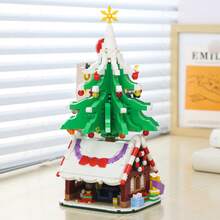 Christmas Building Block Set, Includes Rotating Christmas Tree, Gingerbread House, Christmas Train, Santa Claus, Christmas Stocking, Reindeer, Santa Claus, Apple House, Christmas Tree, Vintage Christmas Snow House, Holiday Decor Building Block Set, Creative Adult Holiday Gift, Adult Building Block Set, Suitable For Home Decor, Office Decor, Living Room Display, Home Accessories, New Year Gift, Party Gift, Christmas Gift - Multi-colored Christmas Tree House - View 4