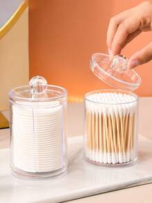 透明亚克力化妆品收纳盒，化妆棉、棉签、牙签收纳盒，带盖 - 彩色 - 查看 5