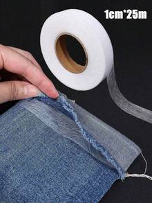 1 Roll Iron-On Hemming Tape Strong Adhesive Washable, Hot Melt Tape, Double Sided Adhesive Lining, Seamless Hemming Tape, Suitable For Altering Clothes, Pants, Jeans, Skirts,Fashion Tape - Multicolor - View 1