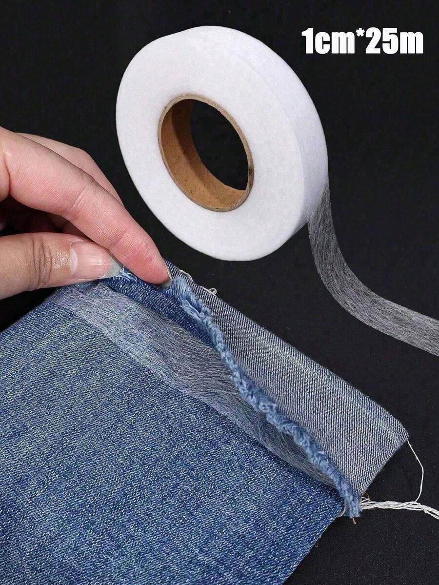 1 Roll Iron-On Hemming Tape Strong Adhesive Washable, Hot Melt Tape, Double Sided Adhesive Lining, Seamless Hemming Tape, Suitable For Altering Clothes, Pants, Jeans, Skirts,Fashion Tape - Multicolor - View 1