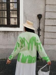 Boho Plus Size Fall And Winter Fashion Casual Vacation Simple Colorblocking Art Pattern Jacquard Round Neck Long Sleeve Sweater Pullover Brunch Outfits For Women Plus Size Halloween Sweater Christmas Clothes