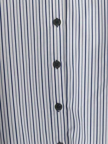 Striped Contrast Color Asymmetric/Asymmetrical Button-Up Plus Size Shirt - Blue - View 5
