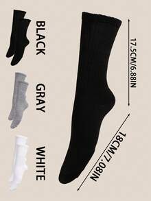 3 Pairs Women's Outdoor Sports Socks, Warm, Moisture-Wicking, Breathable For Fitness, Cycling, Hiking, Yoga, Minimalist Design, Classic College Style Crew Socks (No Card), Fall