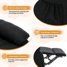 KORSER Recliner Chair, 360 Swivel Rocker Chair For Adults, Small Rocking Recliner Chair For Small Spaces, Upholstered Fabric Glider Recliner Nursery Chair With Side Pockets For Living Room, Nursery,Multiple Colors - Black - View 6