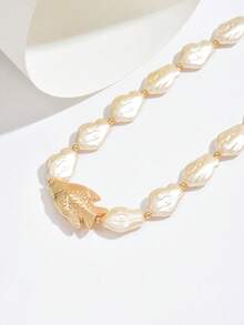 1件时尚优雅的几何多色树脂花卉图案串珠项链，适合优雅女士搭配任何服饰，四季皆宜 - 彩色 - 查看 4