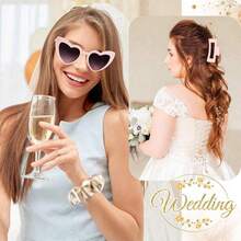 5PCS Heart Shaped Sunglasses For Wedding Party And Daily Travel Decoration,Candy Shower Gifts Accessories Bridesmaid Wedding Favor Women,Christmas