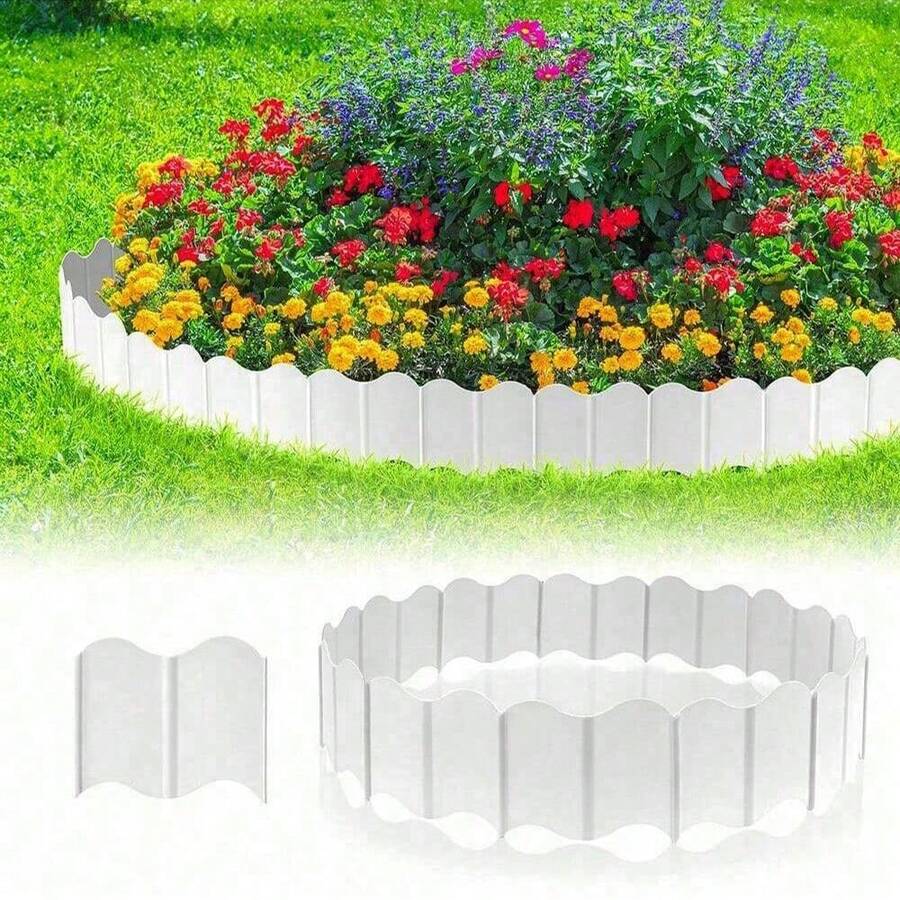 20 Peças Borda de Jardim, Borda de Paisagismo Plástica Sem Escavação, Cerca de Jardim com Estacas de Borda, Borda de Jardim Intercalada para Canteiro de Flores Paisagismo Pátio