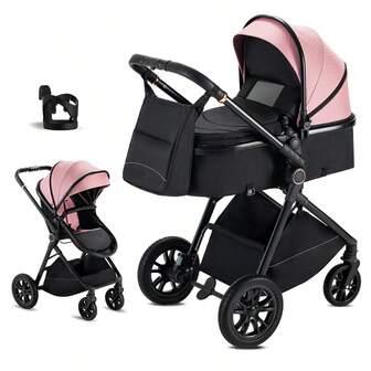 2 In 1 Baby Stroller, Convertible Bassinet Pushchair For Infants And Newborns 0-36 Months