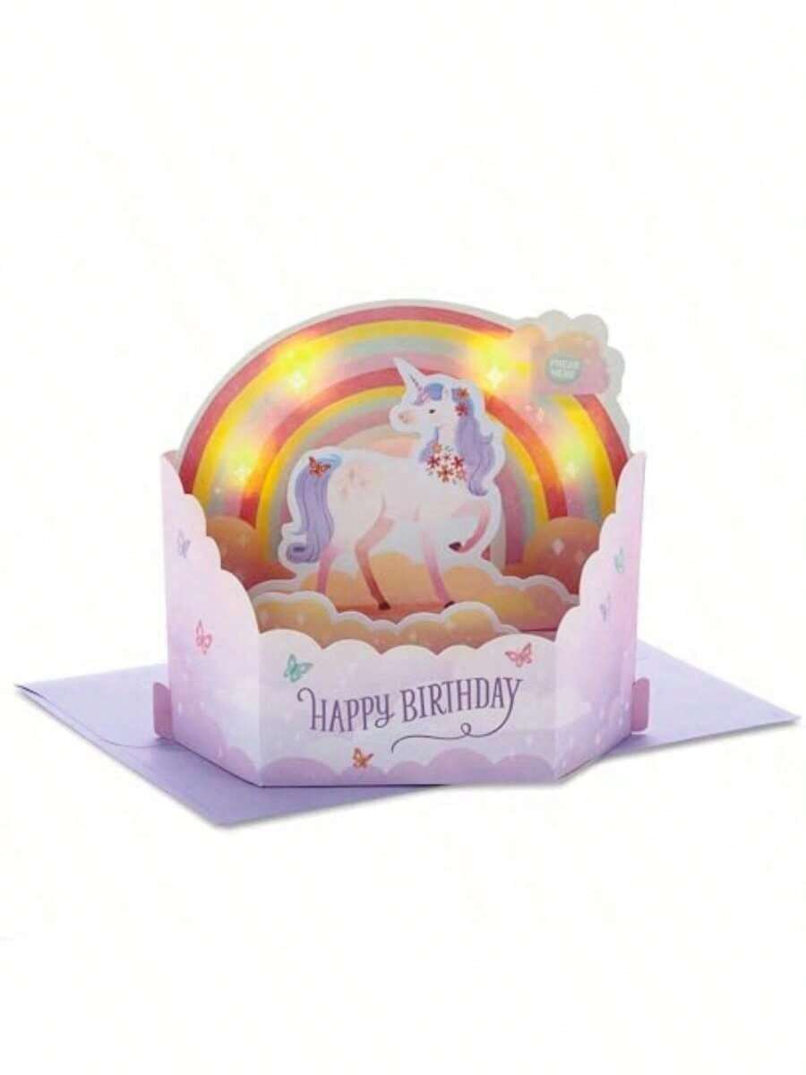 Paper Wonder Musical Birthday Pop Up Card Unicorns And Rainbows