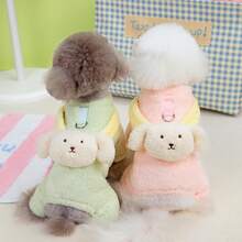 新款秋冬动物服装，宠物四脚抓绒外套，厚实保暖，猫狗衣服，宠物连体衣，动物服装，猫咪保暖服装，英式背带装，可爱卡通背带裤连体衣，双面抓绒 - 薄荷綠 - 查看 10