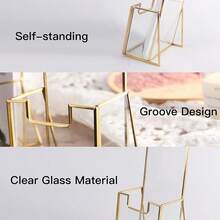 Gold Glass Brochure Holders For 4x9 Pamphlets Literature Holder Flyer Trifold Holder Display Stand For Office Brochures Booklets Menu Magazines Literatures Journals - Gold - View 4