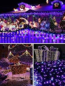 太陽能花園串燈，戶外防水太陽能仙女燈，5m/12m/12m/22m燈串，8種模式聖誕裝飾，戶外燈串適用於派對、萬聖節、露營、草坪氛圍、婚禮、盆栽花園裝飾（白色/彩色/暖白色/紫色） - 黑色 - 查看 10