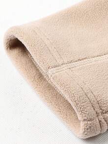 Men's Fleece Jacket, 1/4 Zip Pullover Sweatshirt, Solid Color Outdoor Casual Hoodie For Winter, Thick Sports Tops With Elastic Drawstring Hem, Suitable For Outdoor Activities, Cycling, Hiking, Running, Fishing, Casual Daily Wear, Khaki