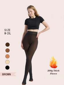 Woman Thermal Tights Sexy Translucent Fleece Leggings Pantyhose Slim Winter Warm Thick Velvet Stockings Female Streetwear Pants