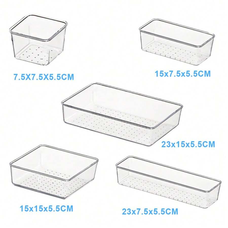 Living And Home Premium Transparent Desktop Organizer Set (6 Or 12-Piece) - Modular PS Plastic Drawer & Desk Organizers - Stackable - 18PCS Transparent - View 1