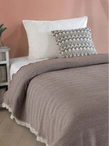 Single Size Bedspread – 180x210 Cm – 100% Cotton, Soft & Breathable, Lightweight & Machine Washable – MADE IN TURKEY - Brown - View 2
