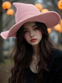 1pc European & American Style Knitted Witch Hat, Halloween Pointed Wizard Hat, Foldable, Popular Cross-Border Item, Autumn/Winter Fisherman Yarn Witch Knitted Pointed Foldable Magic Hat Autumn Outfits