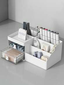 1pc White Rabbit Shaped Storage Box, Makeup Organizer, Stationery Holder, Desk Drawer Organizer For Home, Office, Dorm - White - View 2