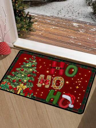 1PC Cartoon Christmas Tree Pattern Door Mat, Holiday Cartoon Style Indoor And Outdoor Anti Mat, Machine Washable Door Mat, Suitable For Kitchen, Dining Room, Corridor, Bathroom Decoration And Accessories, Christmas Decoration, Bedroom, Outdoor, Doorstep, Home Decoration, Room Decoration Kitchen Rug