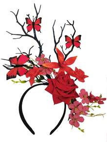 1件万圣节玫瑰蝴蝶头饰发箍帝王蝶头箍皇冠茶会服装头饰 - 多色 - 查看 14