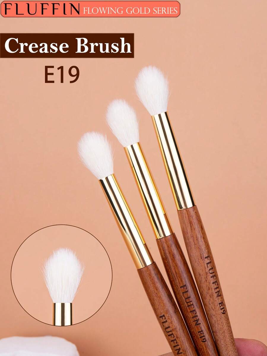 1 cọ trang điểm lông dê FLUFFIN E19 nhuộm màu lửa, thích hợp dùng cho phấn mắt, tạo khối mũi, tán highlight, màu gỗ hồng đồng, cọ trang điểm cao cấp, cọ kẻ lông mày, cọ phấn mắt, quà tặng kèm. - Gỗ đỏ - Xem 1