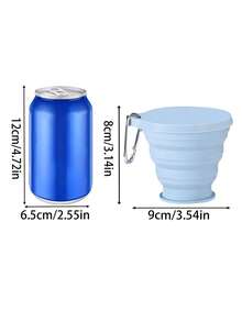 1个硅胶折叠旅行杯，带盖硅胶折叠露营杯，旅行硅胶折叠杯，伸缩杯，可重复使用可伸缩便携式饮水杯，便携式饮水杯，户外杯，运动杯，硅胶折叠杯，硅胶杯，带盖和钥匙扣的折叠杯，可轻松放入您的口袋、钱包、背包，不锈钢旅行折叠饮水器具 - 彩色 - 查看 10