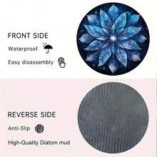 6 piezas/set o 420 piezas/70 sets Posavasos con estampado de mandala de hojas azules, de 10 cm/2 mm de grosor, de goma suave y absorbente, con respaldo de goma, posavasos decorativos para tazas, decoración del hogar, cocina y mesa de comedor