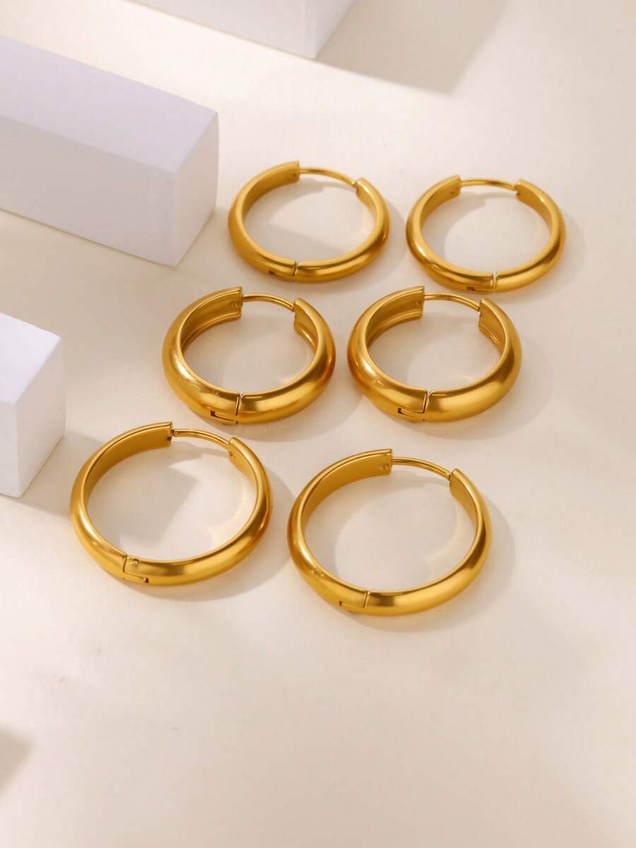 1 Pair Cute Hoop Earrings For Women Stainless Steel Gold Color Piercing Earring 2025 New Fashion Wedding Couple Party Jewelry Gift