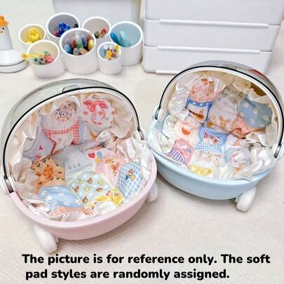 Transparent Doll Display Case With Flip Cover, Portable Handheld Toy Storage Box With Soft Pad, Dust-Proof Collectible Organizer Box - Comes With Various Random Cute Soft Pads, Lively And Interesting Design, Can Also Be Used As A Durable Display Box.