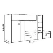 MOBELCENTER Cama tren Groe con Armario y Cajones de Almacenaje en Blanco con Grafito o Rosa | Entrega 7-9 días a España (península)
