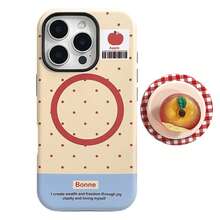 GUCADI 1 件可爱 3D 夜光水晶苹果红格子磁吸手机支架保护壳，适用于 15 Pro Max、14、13、11 系列