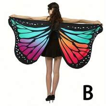 女士万圣节派对蝴蝶翅膀披肩，成人节日服装披肩，女士万圣节/派对蝴蝶翅膀套装，柔软面料蝴蝶披肩仙女服装配饰套装 - 彩色 - 查看 15