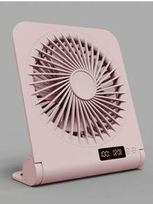 GICOOK 1800mAh Portable USB Desktop Fan, 3 Speed Settings With Timer Display, Brushless Motor, Foldable Mini USB Powered Cooling Fan, Quiet Rotating Desk Fan For Home, Office, Bedroom, Dorm, Indoor/Outdoor, Summer Gift - Pink - View 1