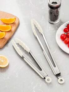 1PC 7/9/12 Inch Silicone Food Clip, A Variety Of Colors And Sizes Are Available, Anti-High Temperature Scalding, Stainless Steel Kitchen Grill Steak Clip, High Temperature Oven Food Clip, Grill Clip, Suitable For Kitchen, Restaurant, Barbecue, Cooking, Back To School Season