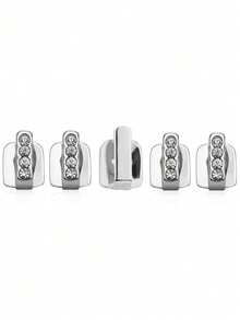 1 Set Single Row Smooth Gold, Silver, Rose Gold Cubic Zirconia Bar Teeth Grillz, Adjustable Hip Hop, Nightclub, Party Decoration, Unisex Gift, Stage Prop