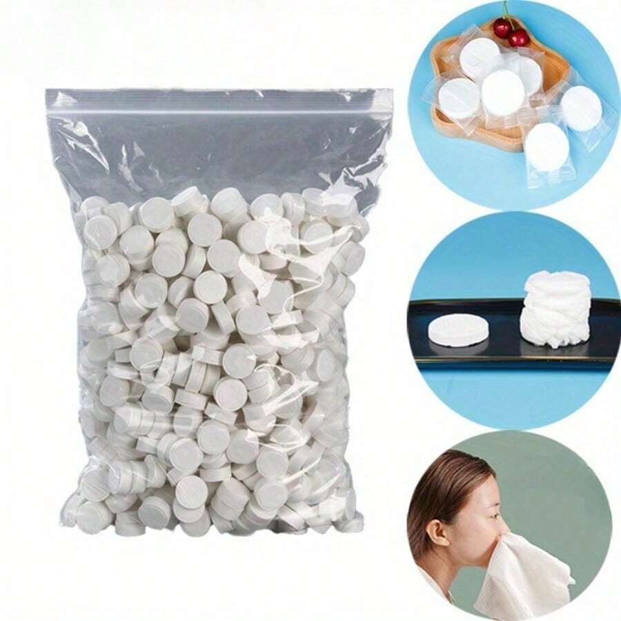 1/2/3/5pcs  Compressed Towel, Non-Woven Material, Disposable Mini Face Towel, Portable For Outdoor Travel, Space Saving, Hygienic And Fast Unfolding - White - View 1