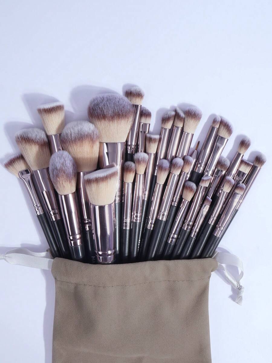 MAANGE 30pcs/31pcs Makeup Brush Set, Includes 30pcs Professional Makeup Brushes + Makeup Bag/Storage Tube, Travel Makeup Brush Set With Full Accessories, Containing Foundation Brush, Powder Brush, Blush Brush, Concealer Brush, Contour Brush, Nose Brush, Eyeshadow Brush, Eyebrow Brush, Eyeliner Brush, Lash Brush, Highlighter Brush, Detail Brush And Blending Brush.,Giveaways,Professional Makeup Brushes,Complete Makeup Set