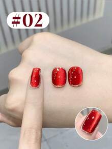 NAI SHI Nail Polish 12ML Capacity, 2025 Autumn And Winter Season, New Year New Style, Women's Gift With Dazzling Glass Beads, Titanium Gold Red Mirror, Wine Red Ruby Crystal Cat Eye Gel Nail Polish. Suitable For All Seasons, Wine Red Translucent Cat Eye Magnetic Nail Beauty. Use With Base Coat And Top Coat, Requires UV Lamp. - Multicolor - View 17