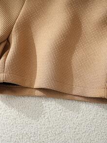 2pcs Women Tweed Jacket And Zipper Shorts Set, Elegant Faux Pocket Front Button Office Wear, Autumn/Winter