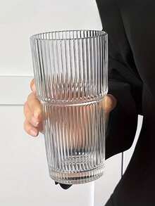 1 Set Of Striped Glasses With Straws And Lids, Portable And Simple Style Water Cups, Vertical Striped Glasses, Reusable High-Quality Coffee And Juice Cups, Multi-Functional Beverage Containers, Perfect For Home, Office, Beach, Various Parties, Suitable For Coffee, Tea, Milk, Iced Americano And Latte Drinks, Drinking Glasses.