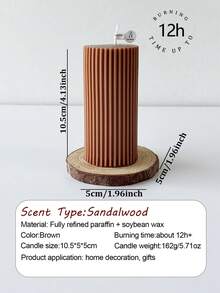 Brown Vertical Striped Tapered Cylindrical Scented Candle, European-Style Home Decor Foyer Accent, Wedding Favor Candle, Suitable For Rooms, Dining Tables And All Corners Of The Home, Ideal For Christmas Gatherings, Birthday Celebrations, Romantic Weddings And Elegant Dinners, Expressions Of Love On Valentine's Day, Heartfelt Anniversaries, And Gifts For Mothers.