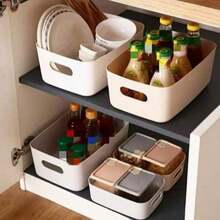 1/5/10/20 Pack Durable Classic White Storage Boxes - Versatile Plastic Stackable Open Containers For Home, Kitchen, Bathroom And Dorm Organization, Home Storage Baskets For Makeup, Snacks, Office Supplies, Back To School, School Supplies, First Day Of School