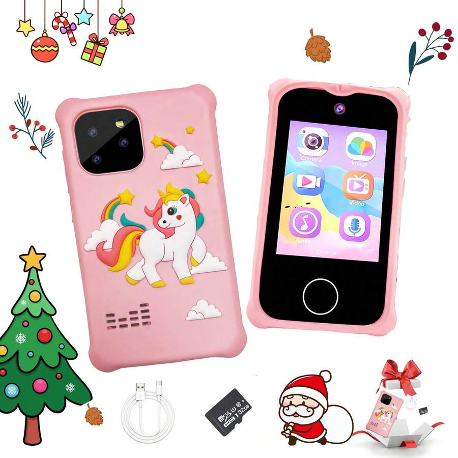 Kids Smart Phone Toys, 2.8" Touchscreen Toddler Learning Toy Phone With Dual Camera, Game, Music Player, Christmas Birthday Gifts Unicorn Play Phone For Girls Boys 6-10, Travel Toy Preschool Learning Toy For Kids,Best Christmas Gifts For Kids