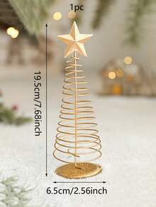 1 pieza Juego de árbol de Navidad metálico mini, esculturas de sobremesa con forma de estrella de 7 pulgadas, decoración festiva navideña para sala de estar, dormitorio, chimenea, para regalos de Navidad, Acción de Gracias, Año Nuevo - Multicolor - Ver 8