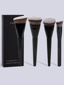 MAANGE 1/4/6pcs Professional Makeup Brush Set, Portable Travel Makeup Brush Kit Includes Foundation Brush, Blush Brush, Powder Brush, Contour Brush, Highlighter Brush, Eyeshadow Brush, Concealer Brush, Suitable For Liquid, Cream Or Powder Cosmetics, Ideal Gift For Women And Girls - Black - View 2